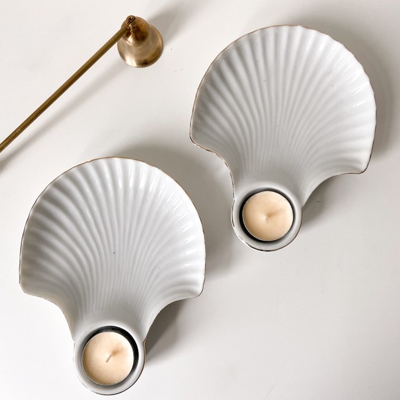 Vintage Other - Vintage Shell Candle Holders